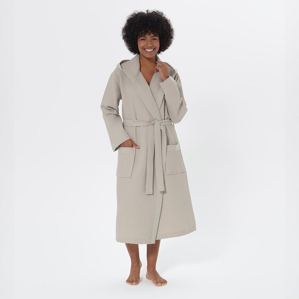 Women’s Turkish Cotton Waffle Hooded Robe-3