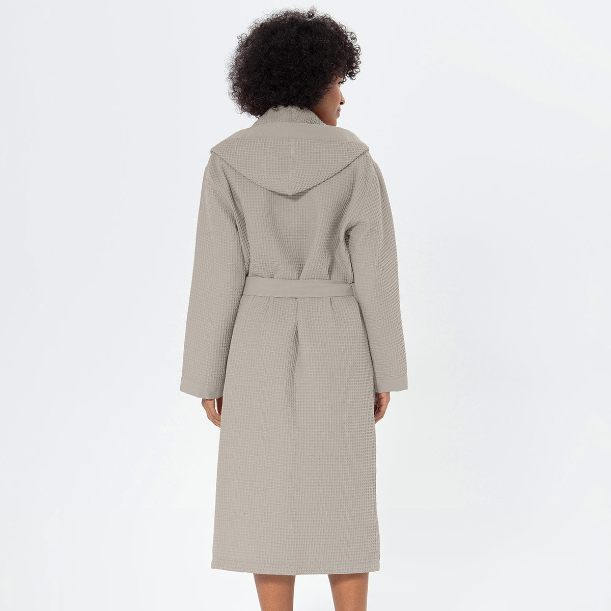 Women’s Turkish Cotton Waffle Hooded Robe-5