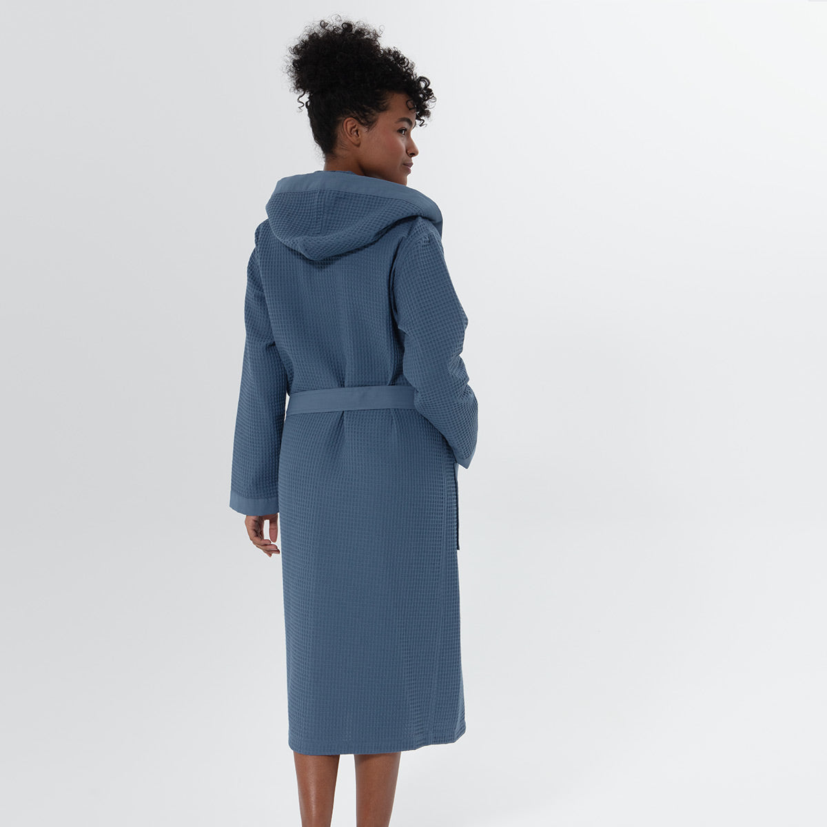 Women’s Turkish Cotton Waffle Hooded Robe-10