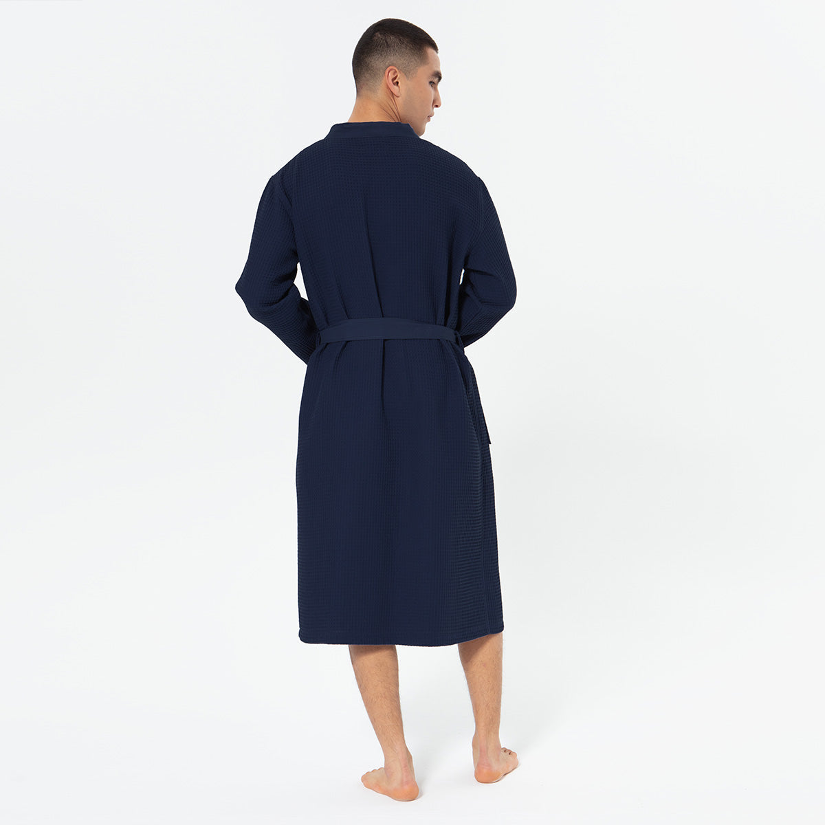 Men's Lightweight Kimono Waffle Spa Robe-13