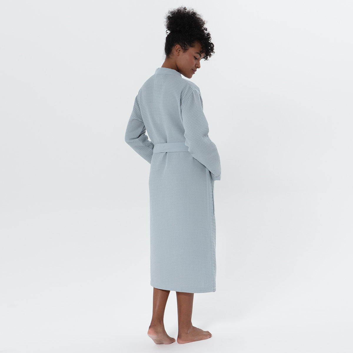 Women’s Lightweight Kimono Waffle Spa Robe-14