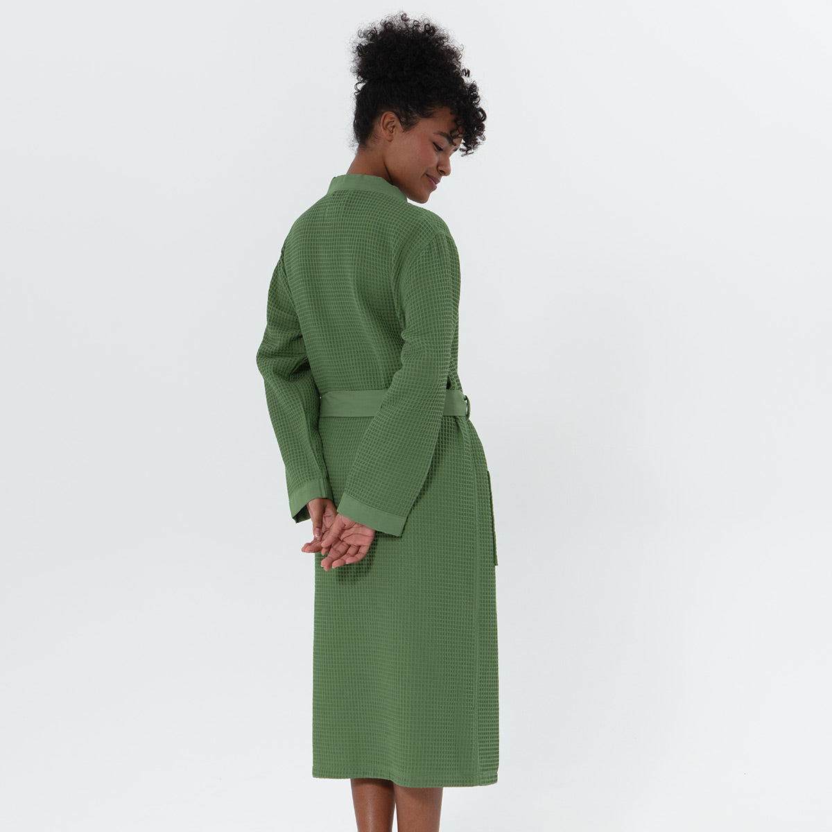 Women’s Lightweight Kimono Waffle Spa Robe-2