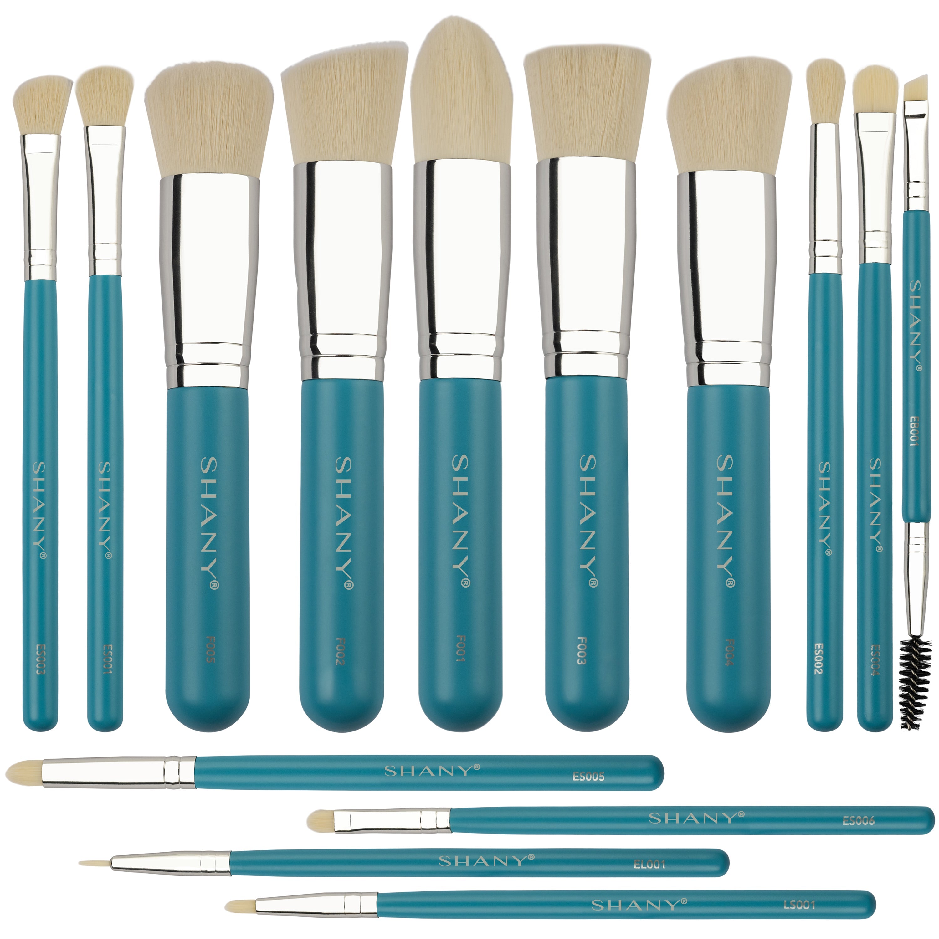 14 piece professional makeup brush set featuring ombre synthetic bristles and natural wooden handles — view 4