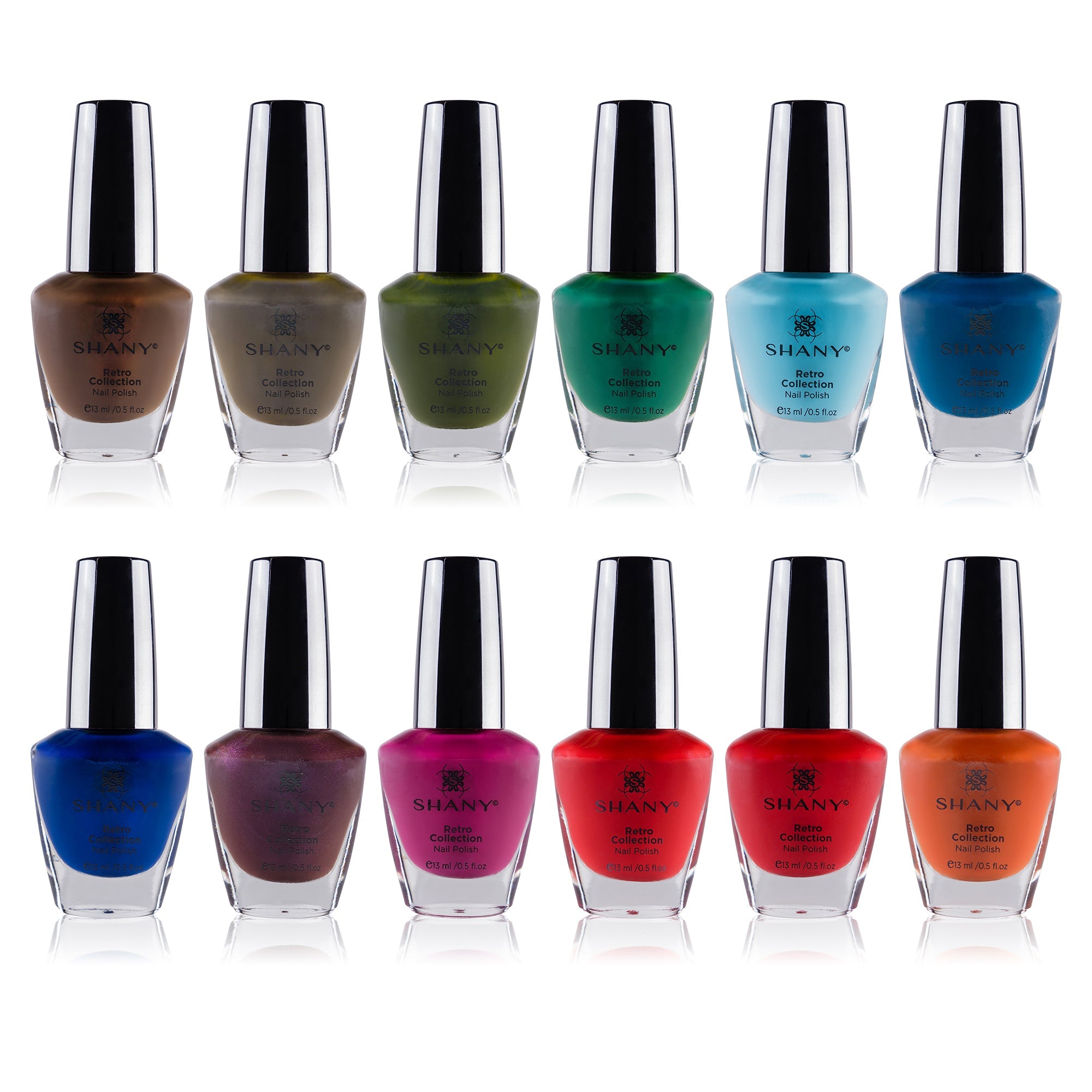 Twelve piece trendy nail polish set featuring vibrant multi colored glass bottles with assorted finishes — view 5