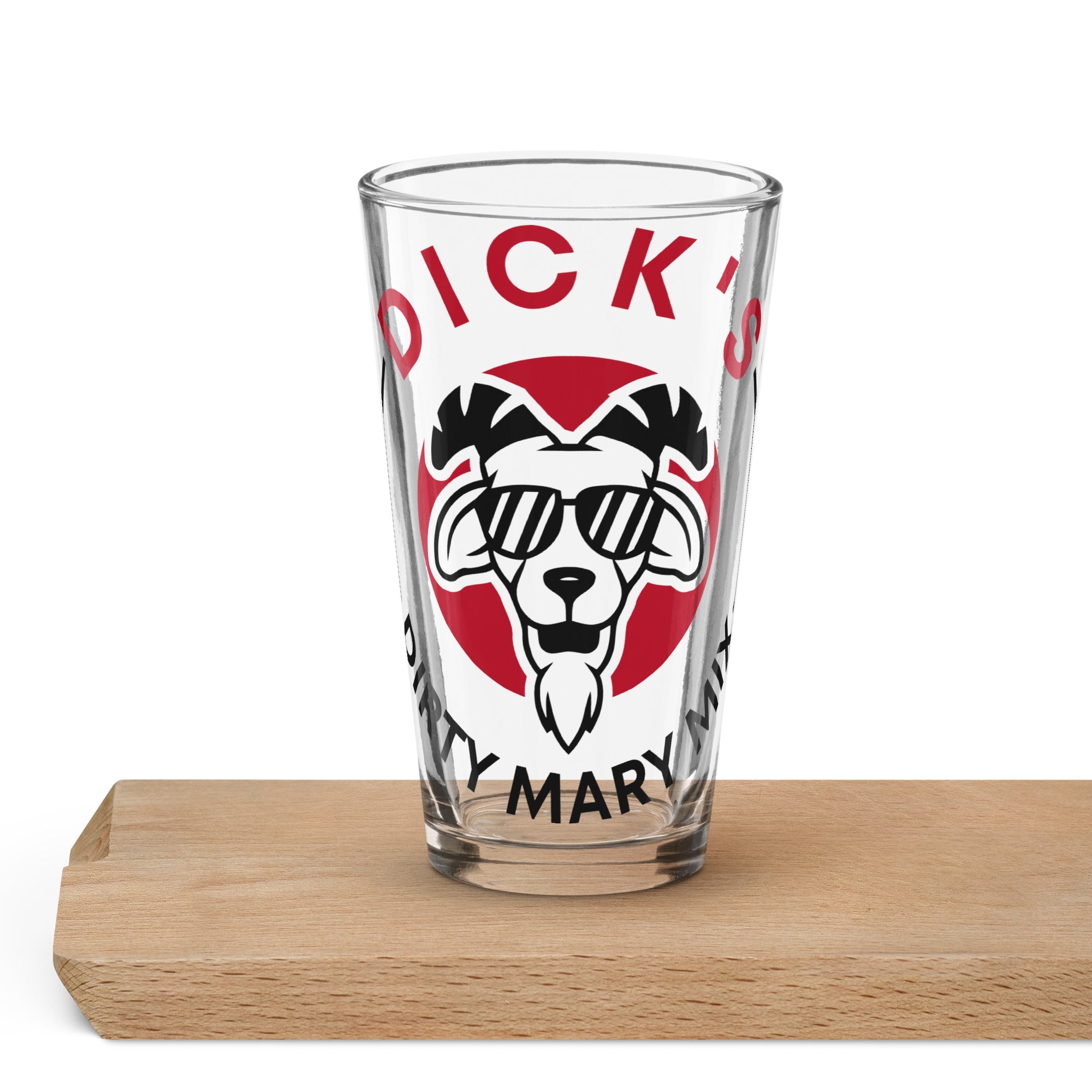 Clear 16 ounce Bloody Mary shaker pint glass with minimalist design for home bar cocktails