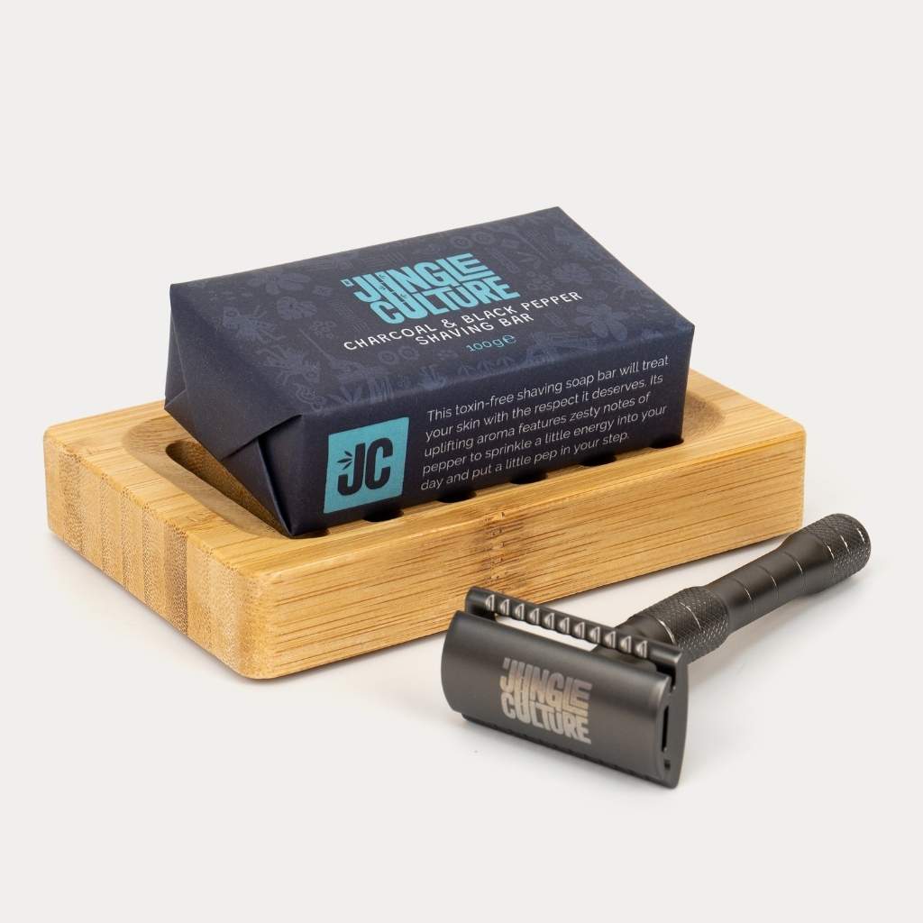 Solid natural shaving soap bar in 100g block for zero waste plastic free wet shaving — view 3