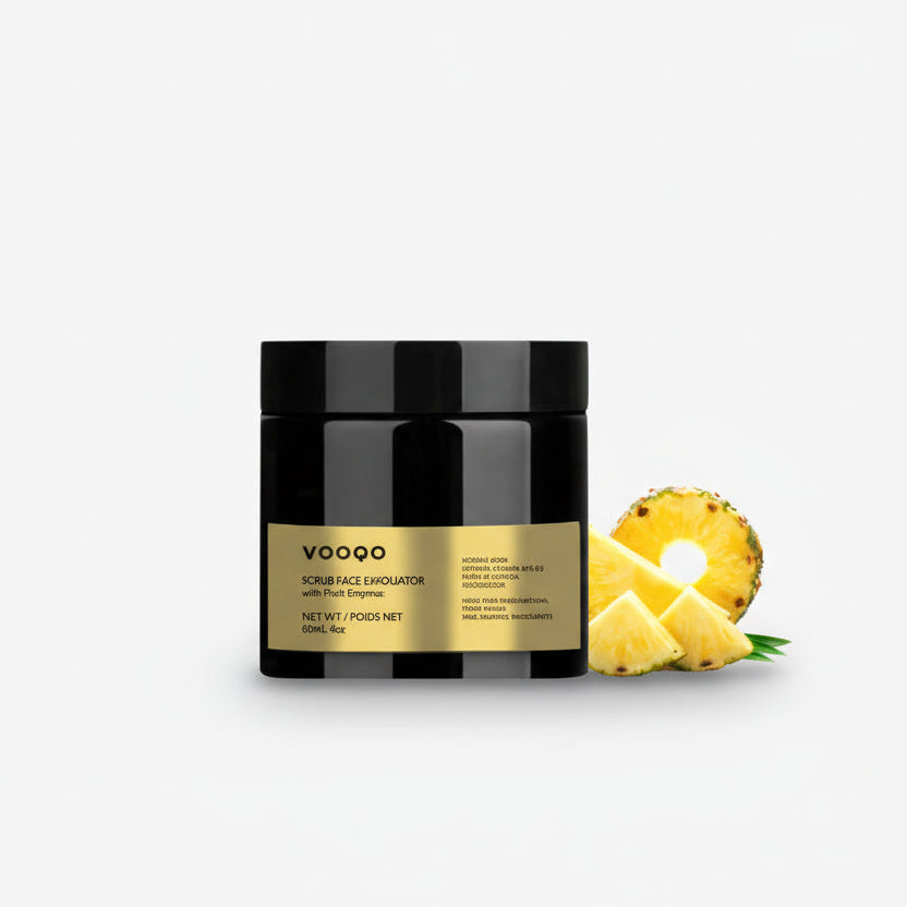 Organic scrub face exfoliator container, premium clean skincare for smoothing and renewing