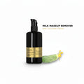 Bottle of Vooqo gentle milk makeup remover and hydrating face cleanser for sensitive skin.
