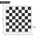 Black and white foldable PVC chess board laid flat for tournament play without pieces