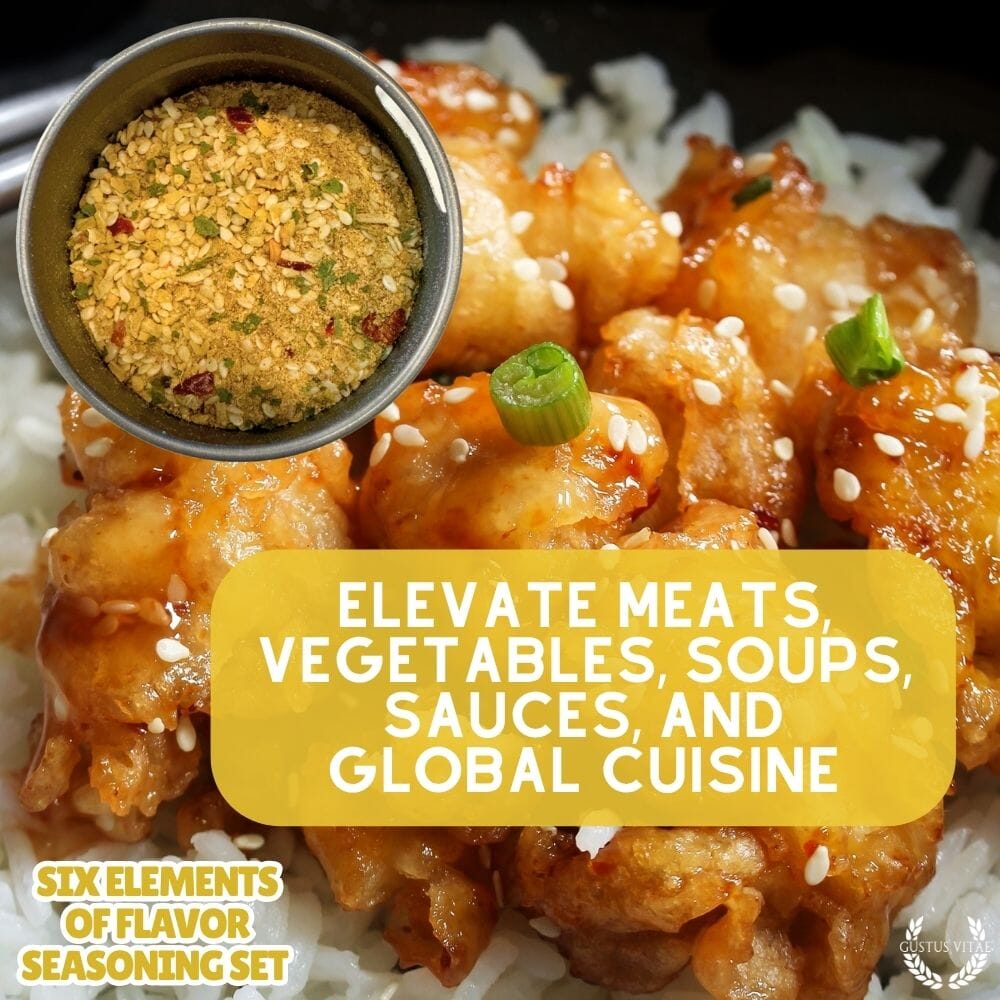 Six elements of flavor gourmet seasoning set in small magnetic tins containing artisanal cooking spice blends — view 5