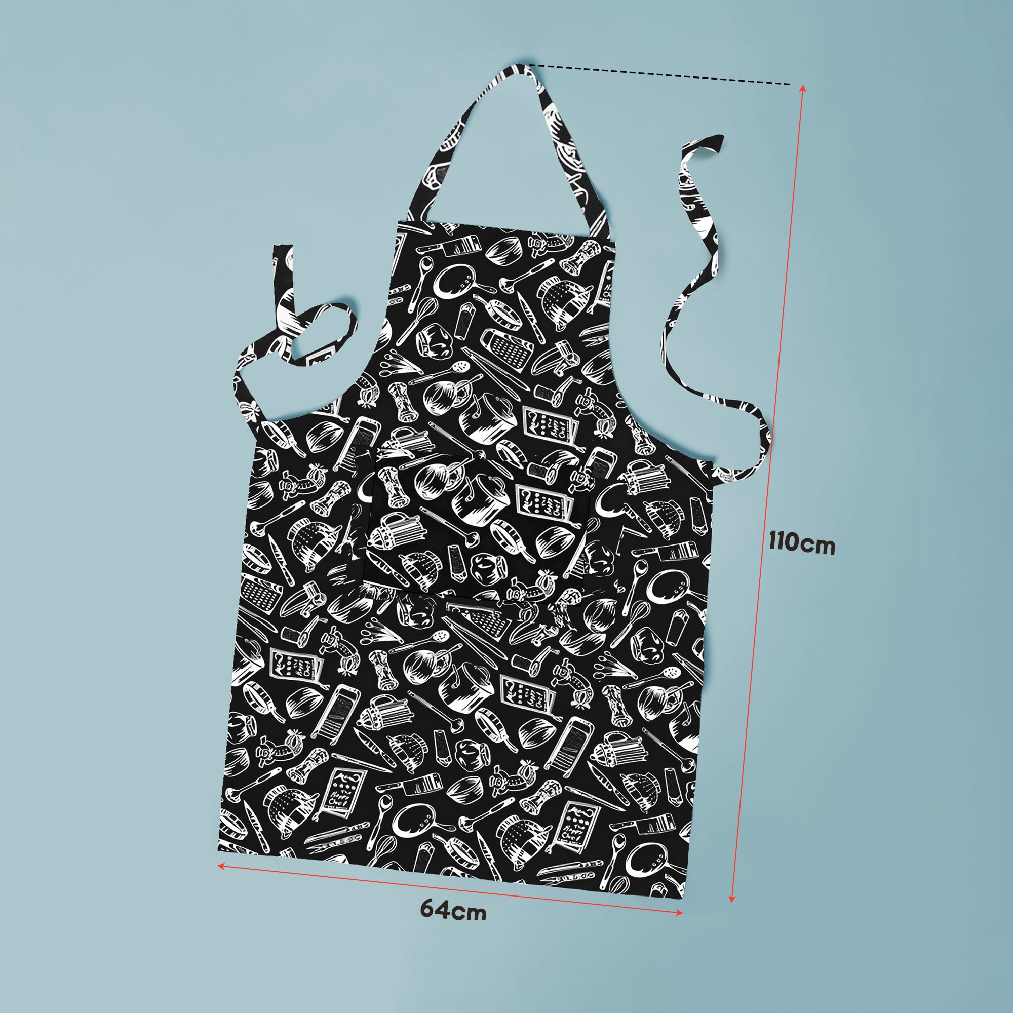 Modern cotton bib cooking apron with adjustable neck strap and front pocket for kitchen use — view 5