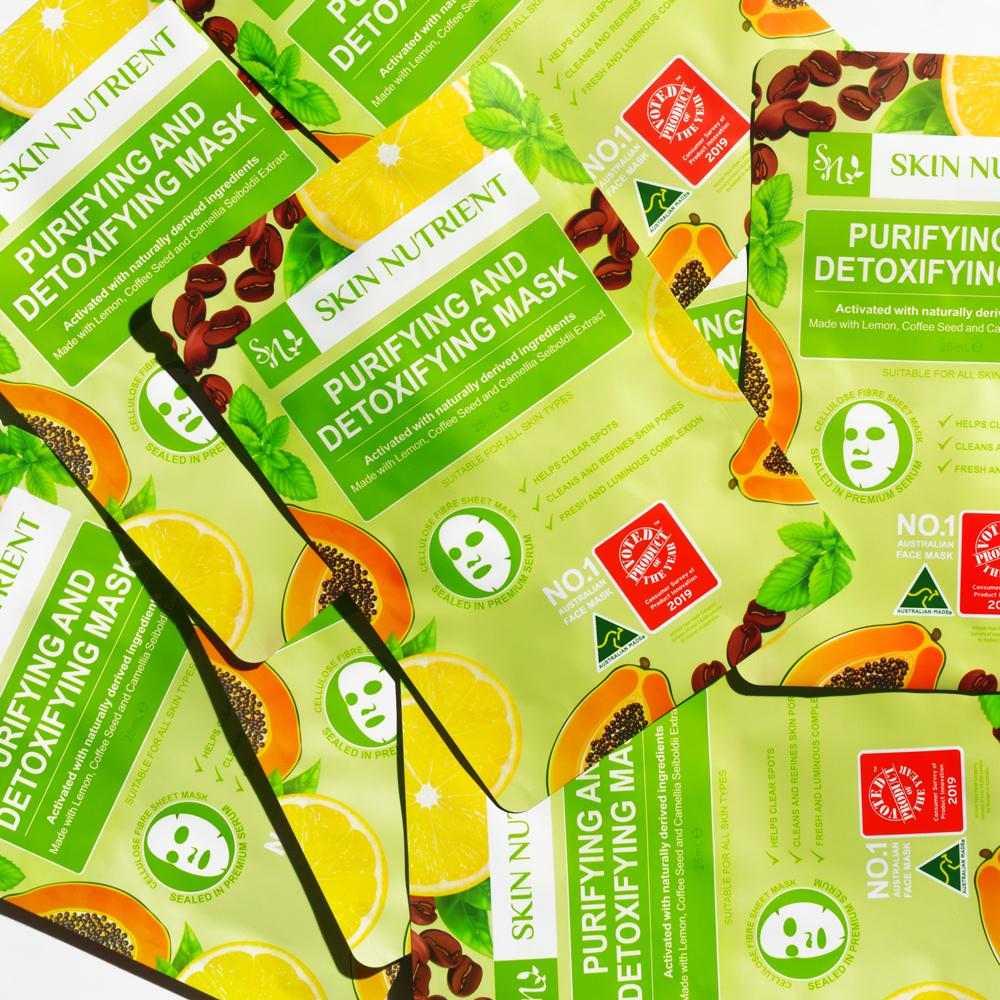 Purifying and detoxifying bio-cellulose face mask sheet packaging by Skin Nutrient — view 4