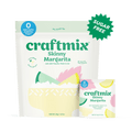 Skinny margarita cocktail mix powder packets and twelve pack box with vibrant fruit graphics
