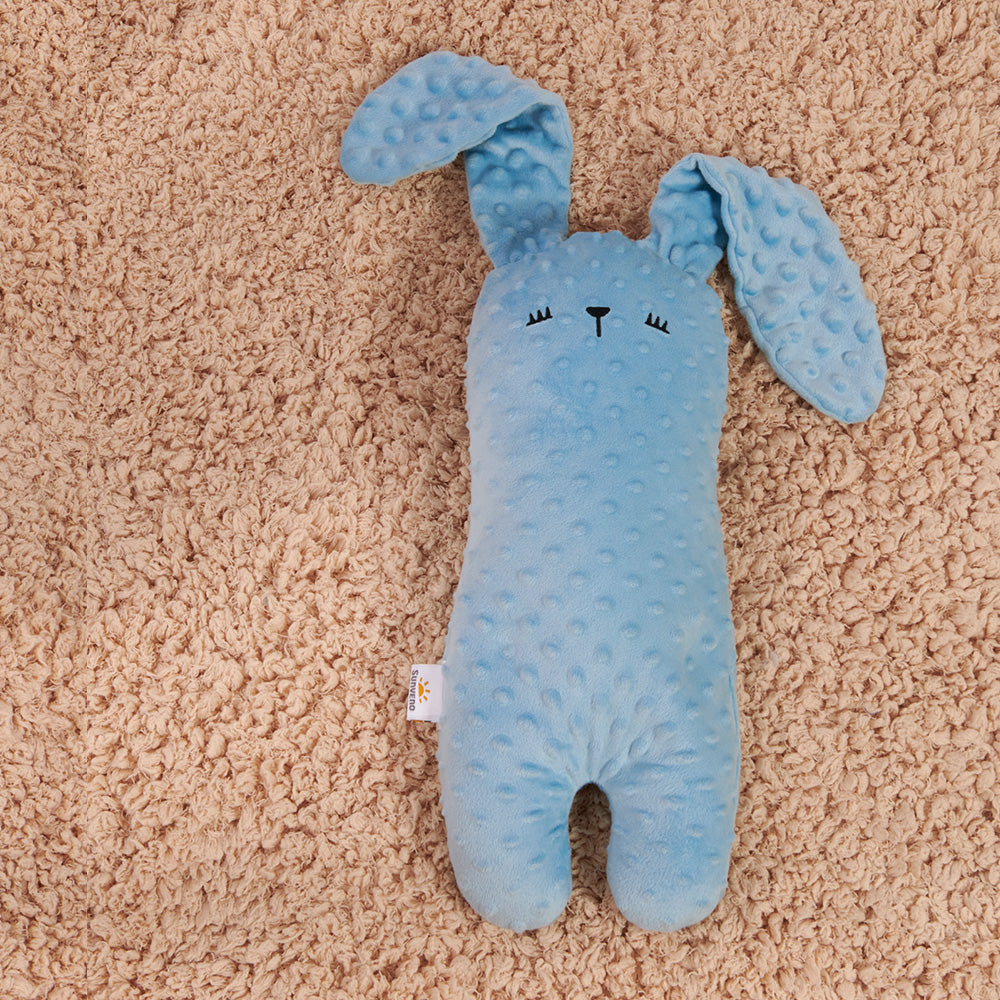 Bunny shaped soft toy pillow made of textured minky fabric for baby nursery decor — view 4