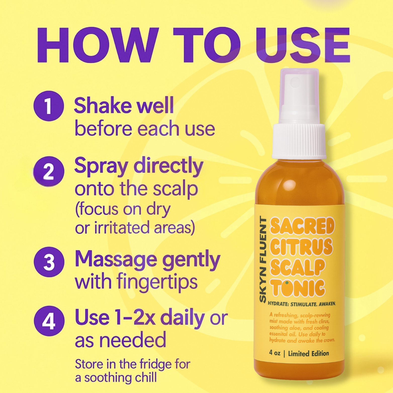 Sacred Citrus Scalp Tonic bottle, a lightweight refreshing mist for healthy hair and scalp hydration — view 5