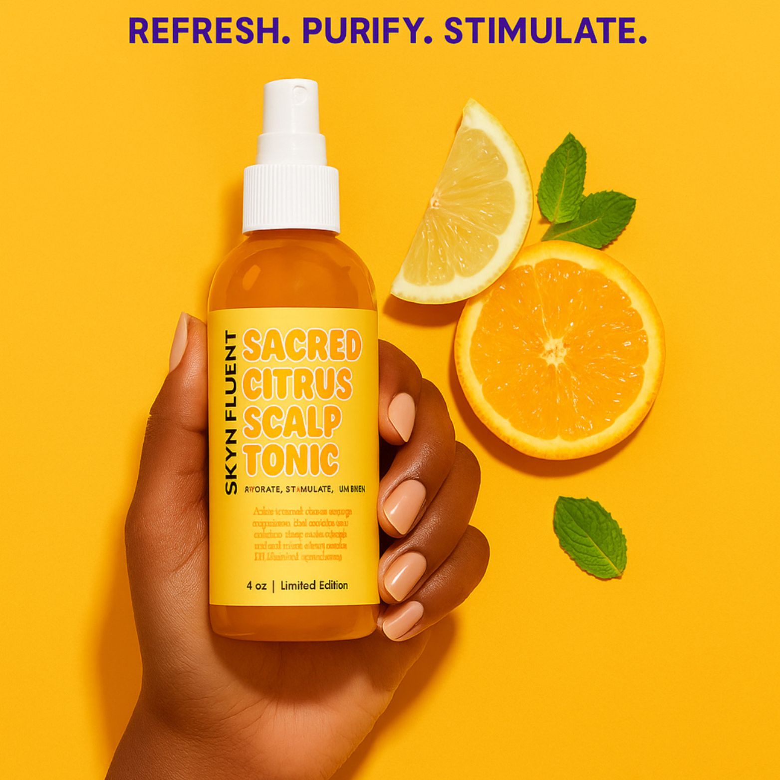 Sacred Citrus Scalp Tonic bottle, a lightweight refreshing mist for healthy hair and scalp hydration — view 2