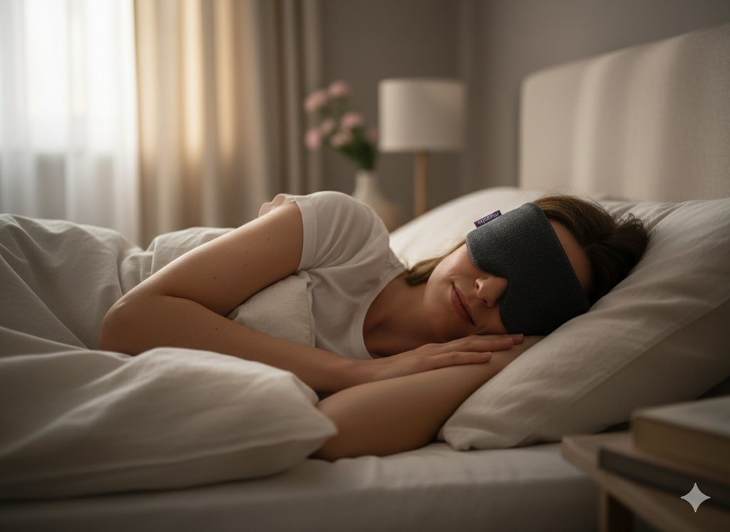 Plush black Muzzle Cerrene sleep mask made of breathable cotton for total blackout relaxation — view 5