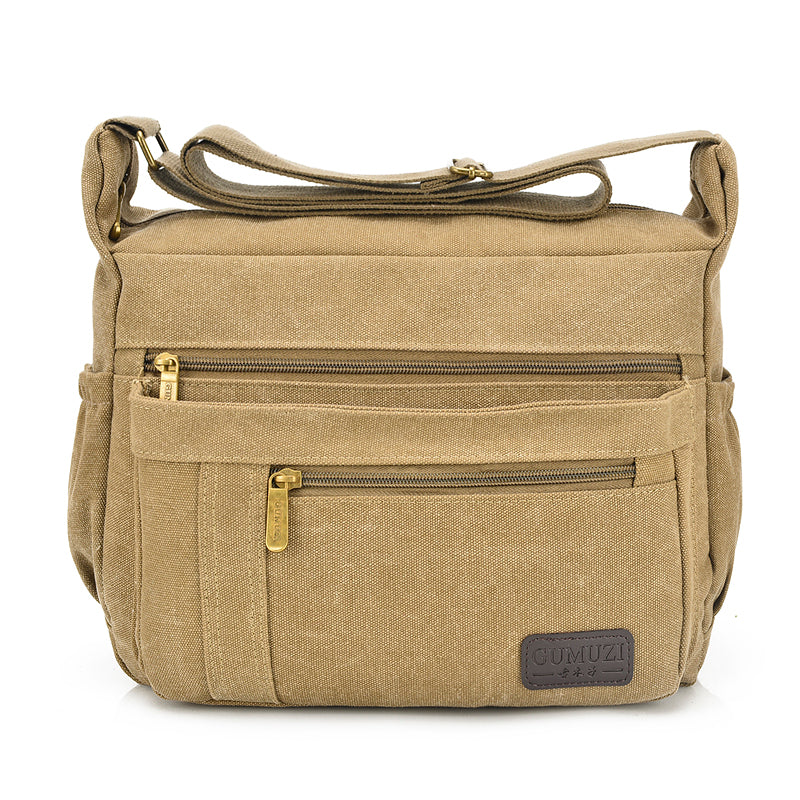 Durable canvas crossbody messenger bag with adjustable shoulder sling strap for daily commuting — view 2