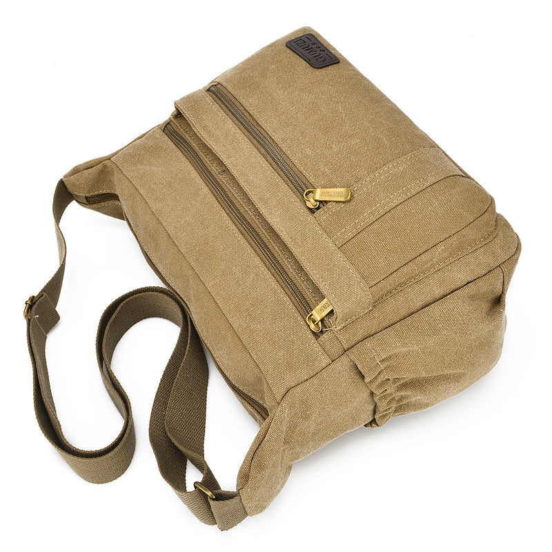 Durable canvas crossbody messenger bag with adjustable shoulder sling strap for daily commuting — view 3