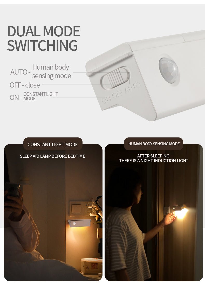 Smart motion magnetic wall light emitting a warm white glow mounted on a modern wall — view 3