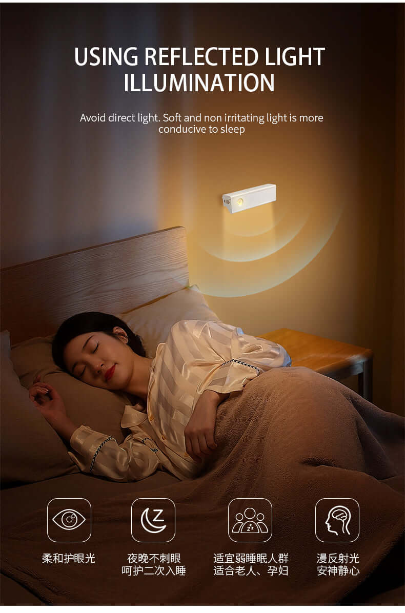 Smart motion magnetic wall light emitting a warm white glow mounted on a modern wall — view 5