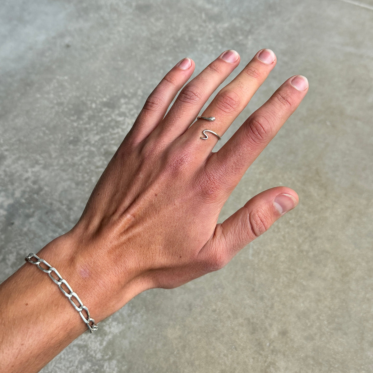 Minimalist Snake Silver Ring-2