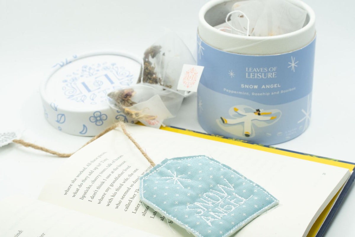 Snow Angel Herbal Tea & Matching Upcycled Bookmark-1