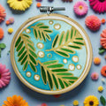 Snow fir mini batik craft kit featuring a painted winter tree in a 10cm wooden ring