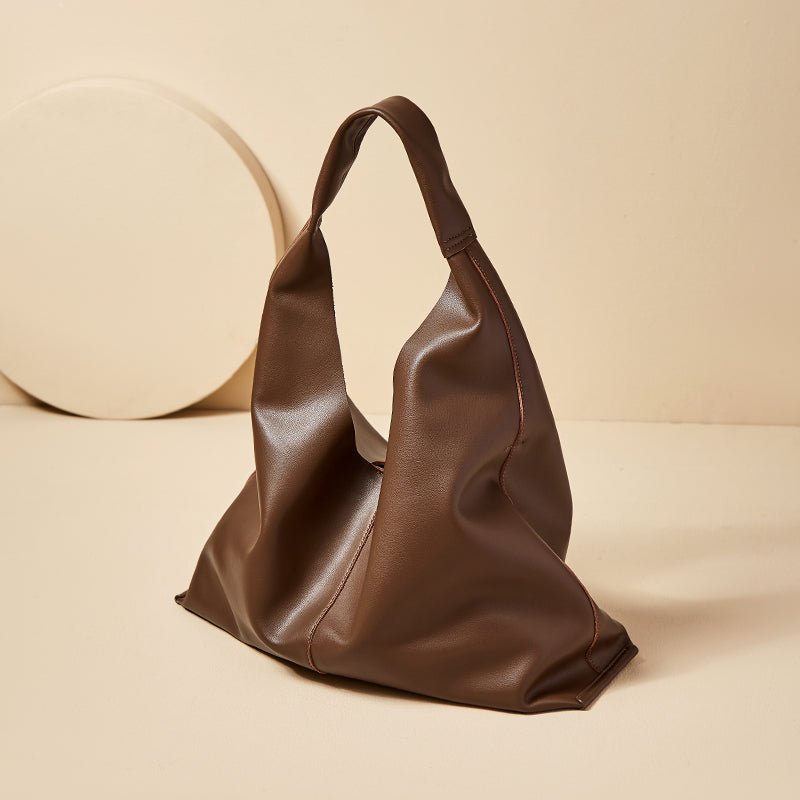 Soft slouch genuine leather oversized tote bag with comfortable shoulder strap and minimalist design — view 2