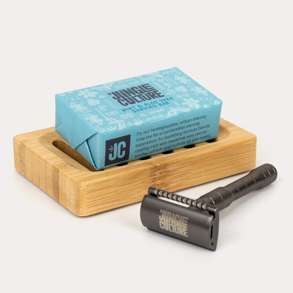 Solid natural shaving soap bar in 100g block for zero waste plastic free wet shaving — view 4