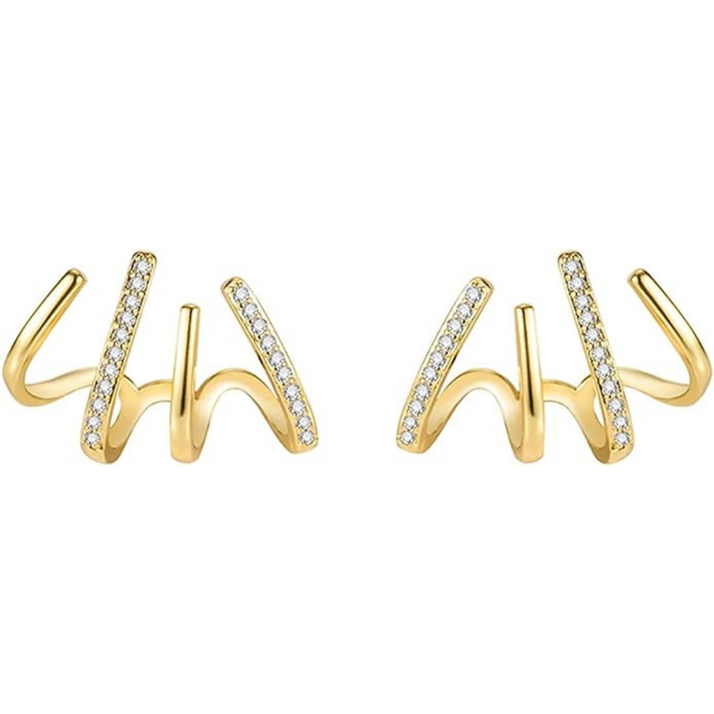 Spiral hoop earrings with a polished gold finish, lightweight and hypoallergenic design