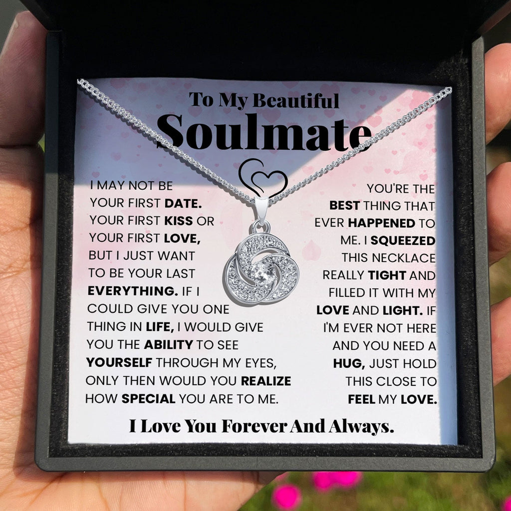 To My Beautiful Soulmate - Just Hold This Close to Feel My Love - Tryndi Love Knot Necklace-4