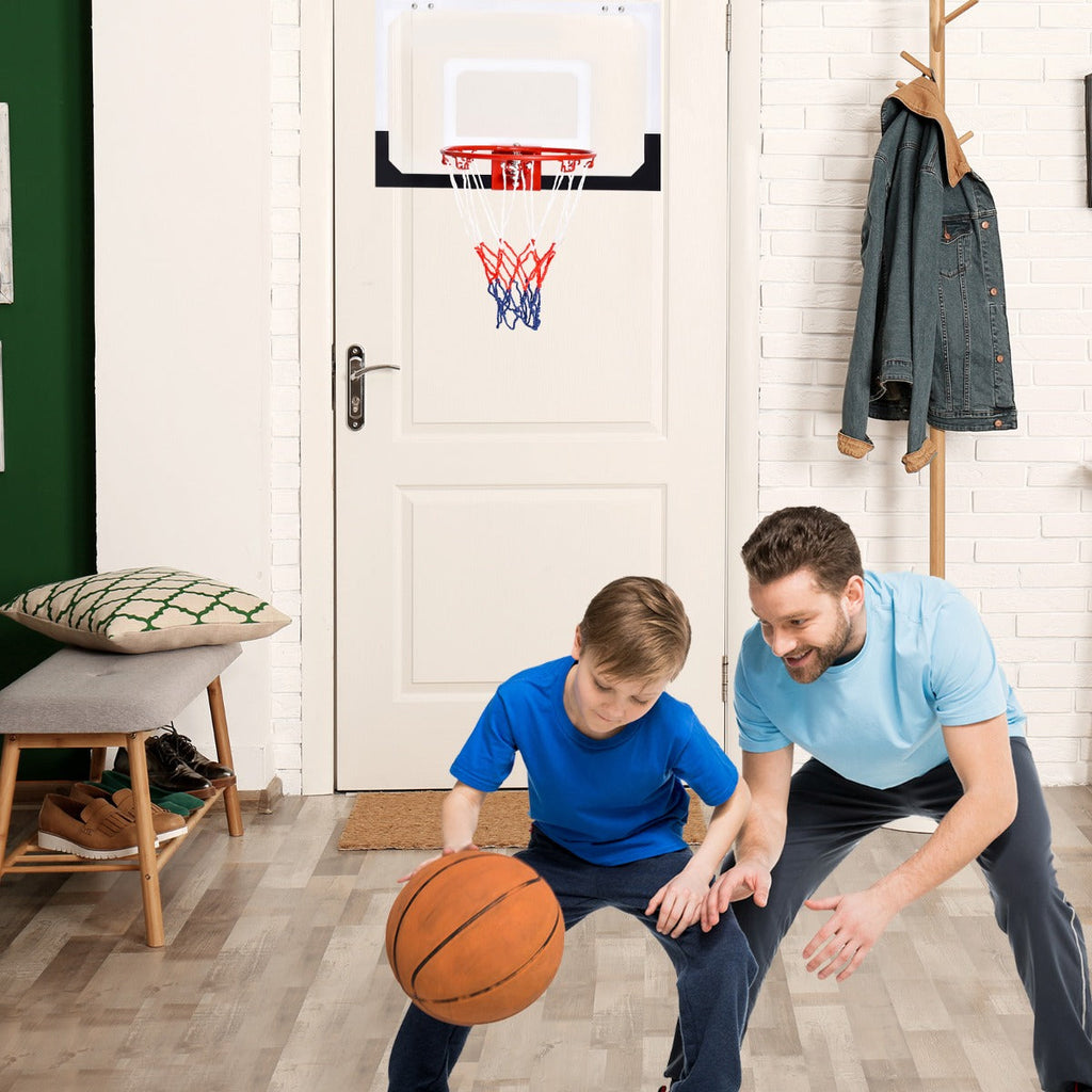 Mini indoor basketball hoop set with shatterproof backboard, heavy-duty metal rim, ball, and pump. — view 2