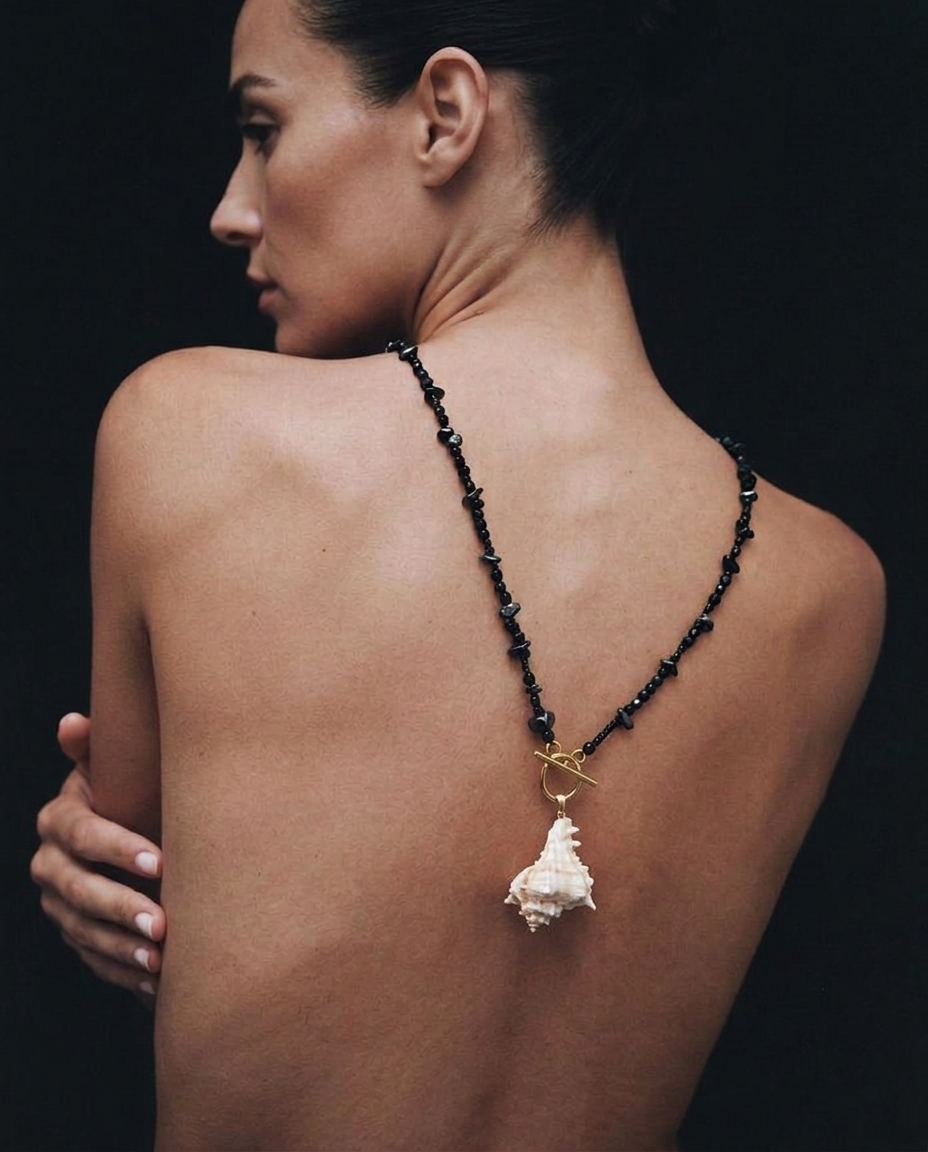Spade Spiked Conch Necklace Multi-2