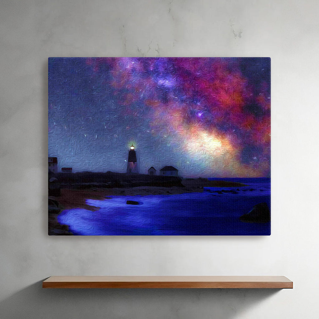 Star Light Narragansett Bay canvas print, coastal lighthouse photography on gallery-wrapped wooden frame — view 4