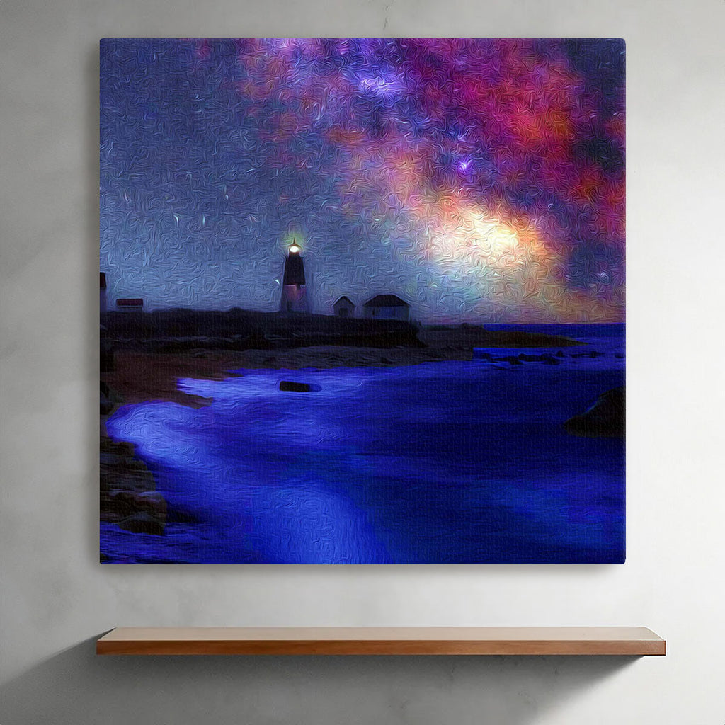 Star Light Narragansett Bay canvas print, coastal lighthouse photography on gallery-wrapped wooden frame — view 3