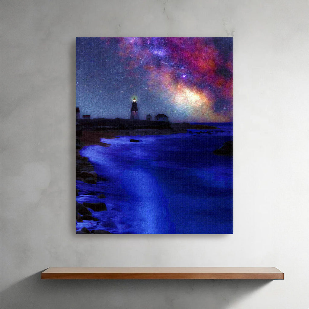 Star Light Narragansett Bay canvas print, coastal lighthouse photography on gallery-wrapped wooden frame — view 5