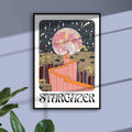 Stargazer art print featuring a celestial night sky and full moon illustration on fine art paper