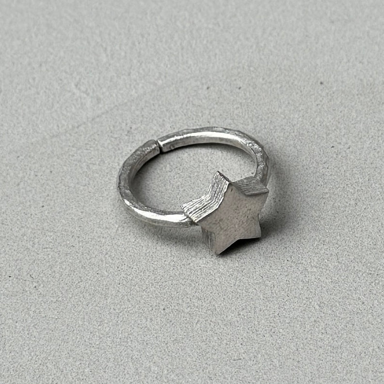 Simple Star Silver Ring-0