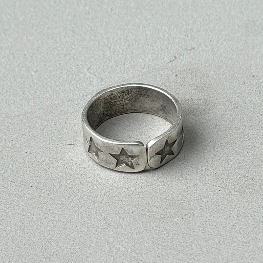 Stamped Stars Silver Band Ring-1