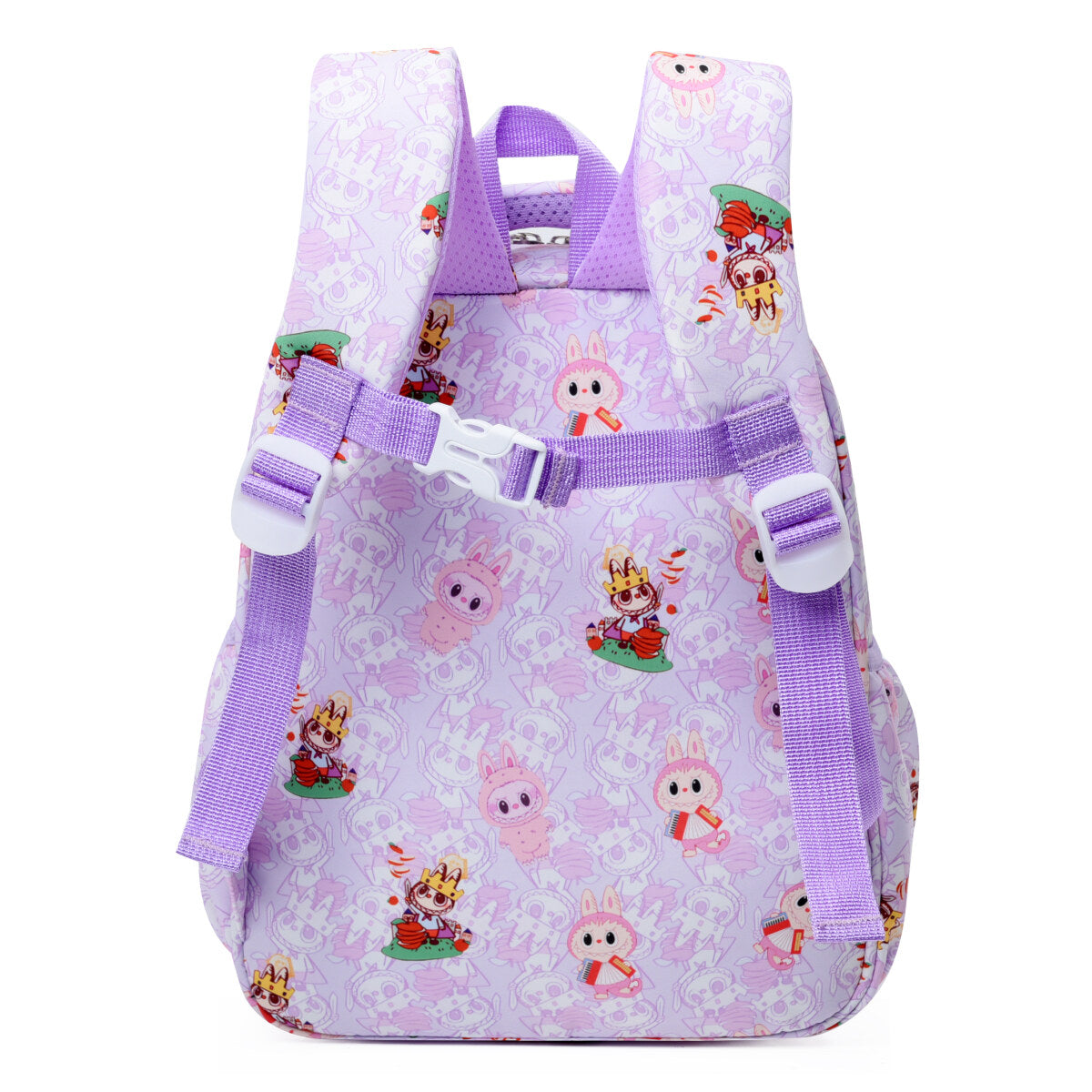 Labubu kids backpack in water-repellent oxford cloth featuring a large front pocket and mini wallet — view 4