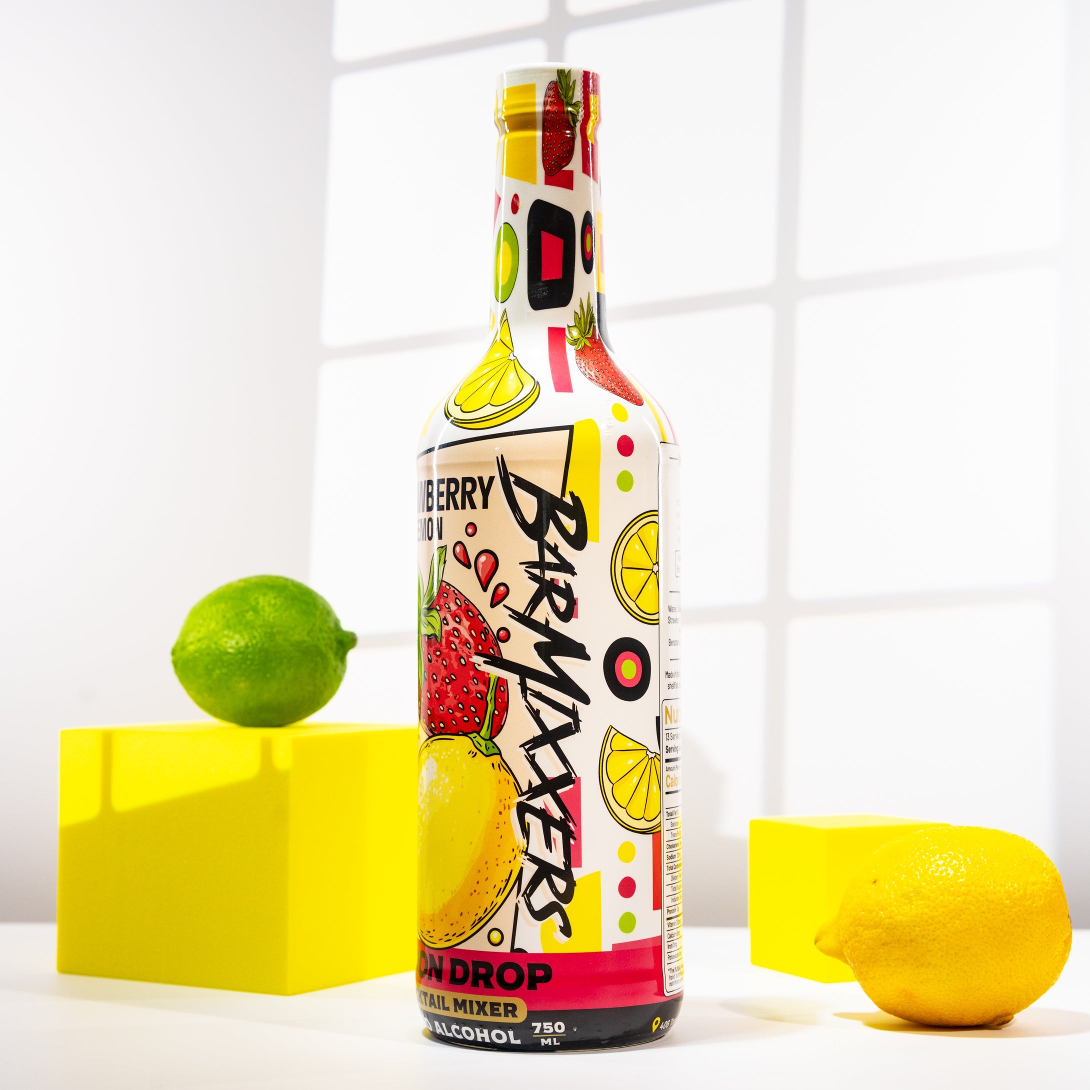 750ml bottle of Strawberry Lemon Drop cocktail mixer for premium home bar and beverage creations. — view 2