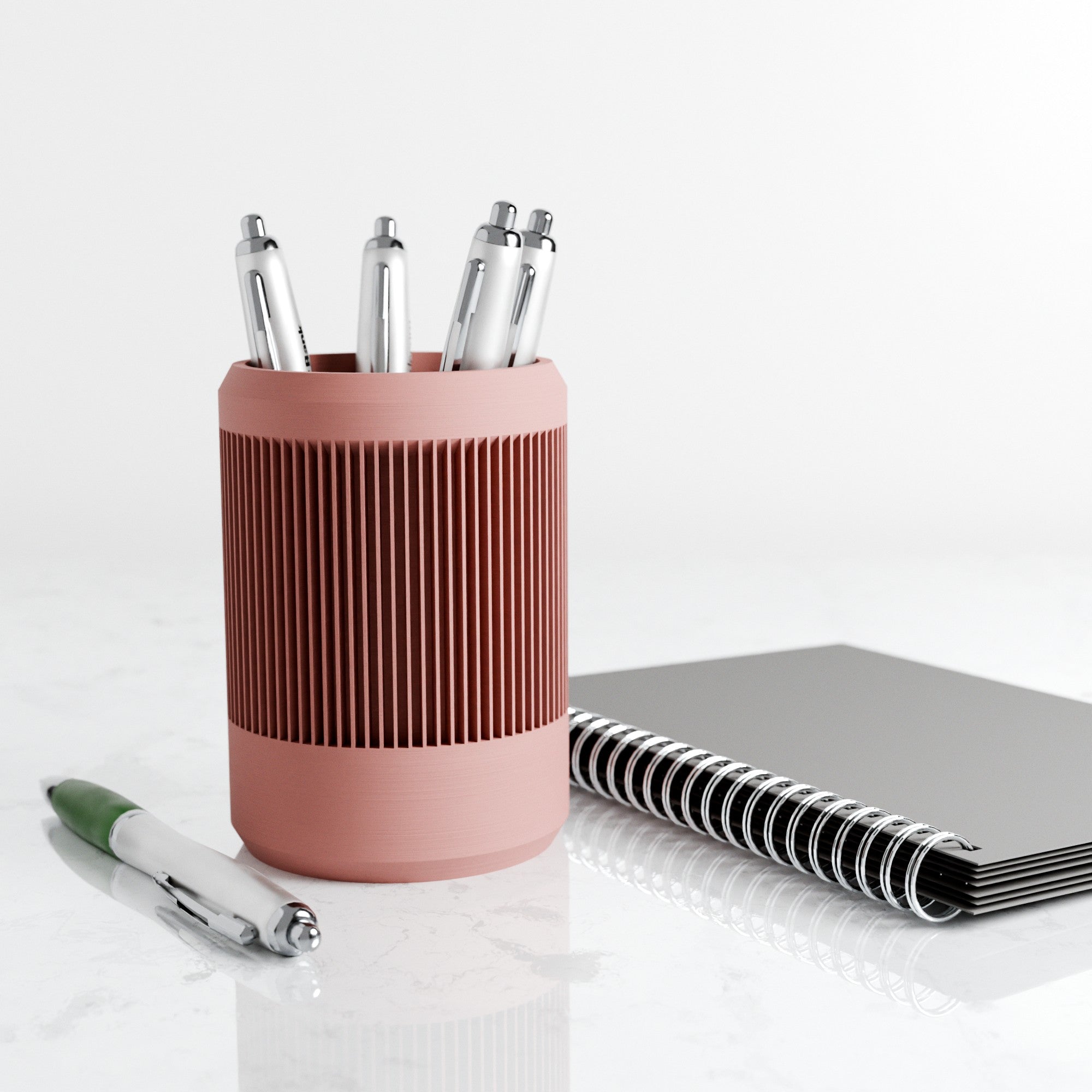 STREAM ribbed minimalist pencil holder and succulent planter in modern contemporary design for home office. — view 4