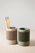 STREAM ribbed minimalist pencil holder and succulent planter in modern contemporary design for home office.
