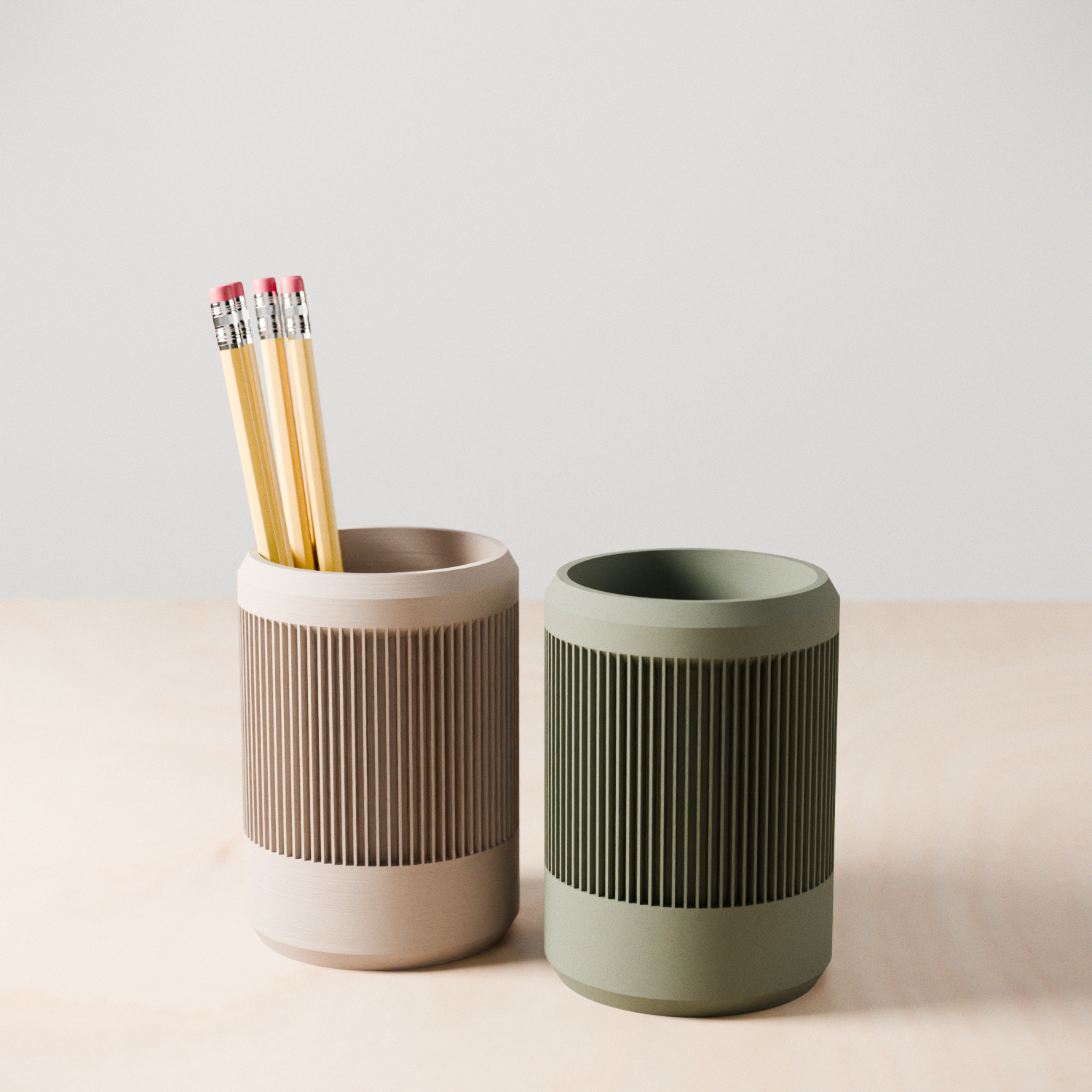 STREAM ribbed minimalist pencil holder and succulent planter in modern contemporary design for home office. — view 2