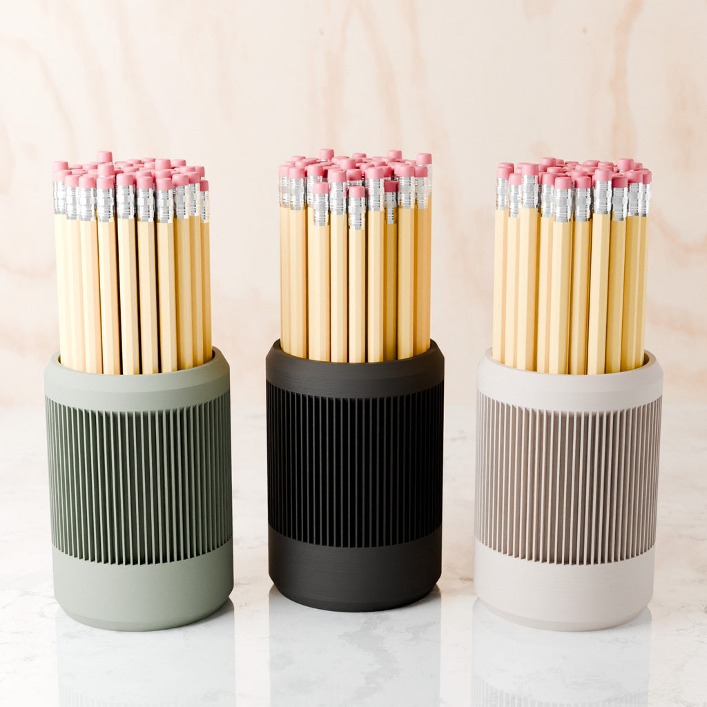 STREAM ribbed minimalist pencil holder and succulent planter in modern contemporary design for home office. — view 3