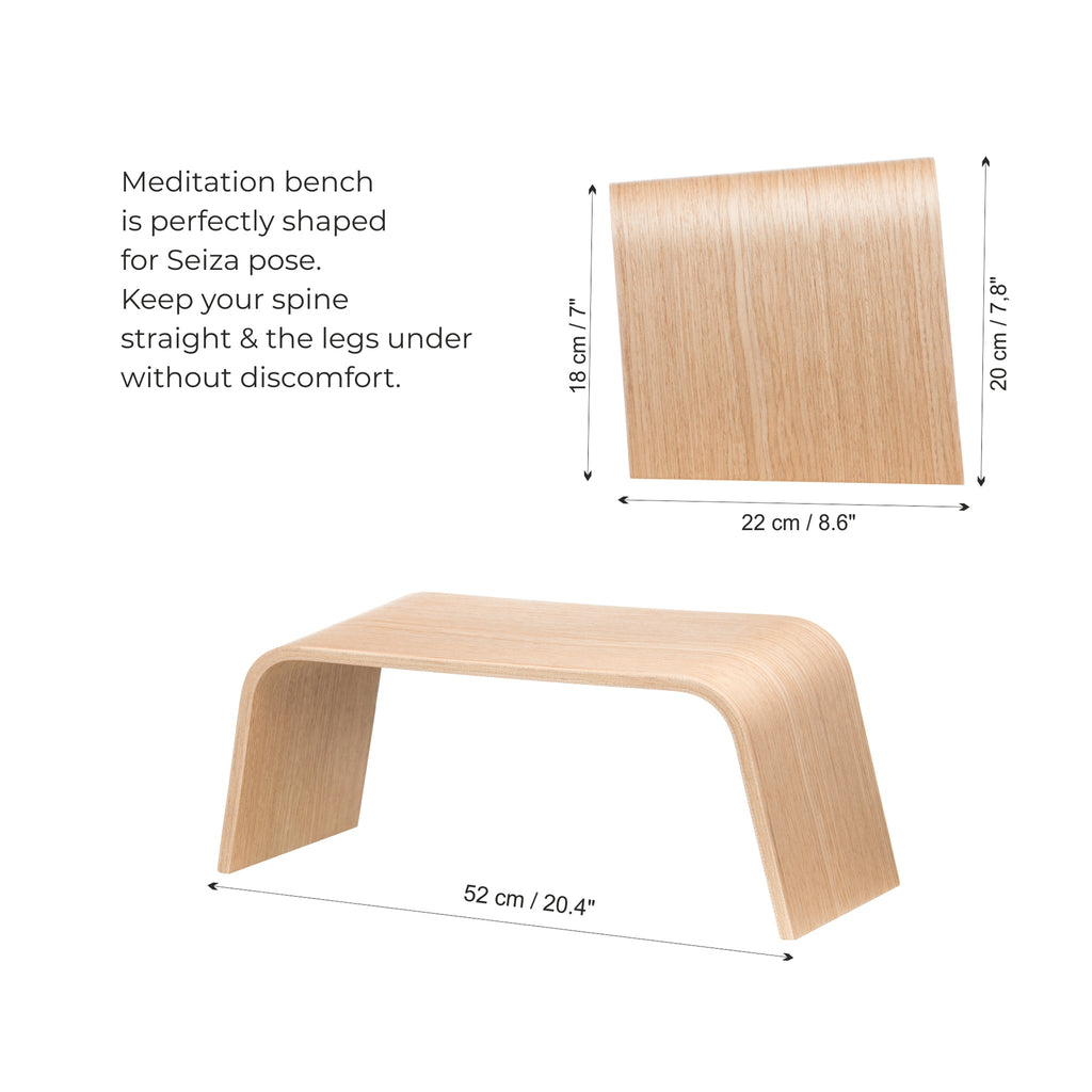 Minimalist wooden seiza meditation bench with a sleek plywood finish for comfortable posture — view 3