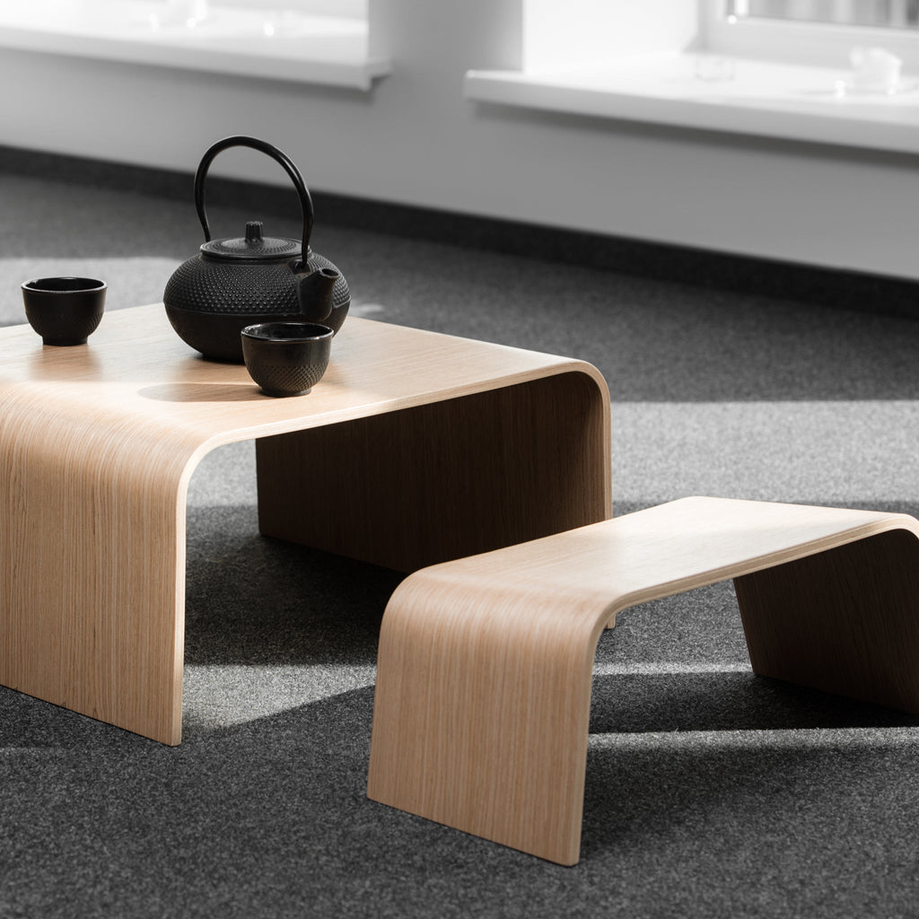 Minimalist wooden seiza meditation bench with a sleek plywood finish for comfortable posture — view 4