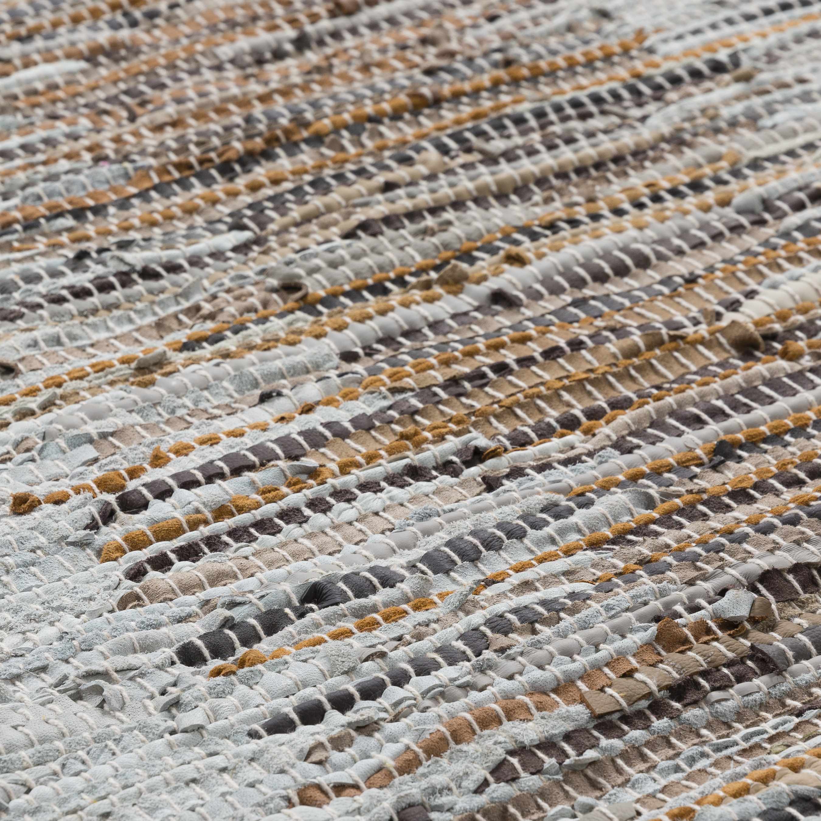 Statenville woven leather wall hanging in neutral earth tones suspended from a wooden rod — view 2