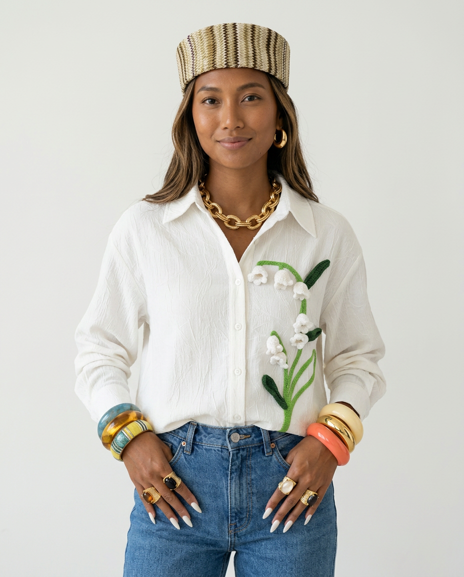 Divine Embroidered Textured Blouse-1